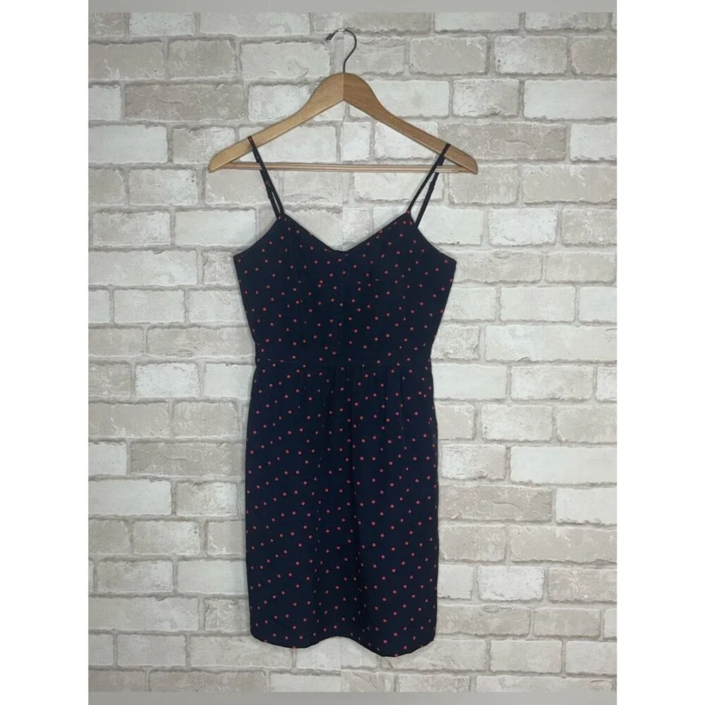 J. Crew Navy Red Polka Dot Mini Dress Size 0